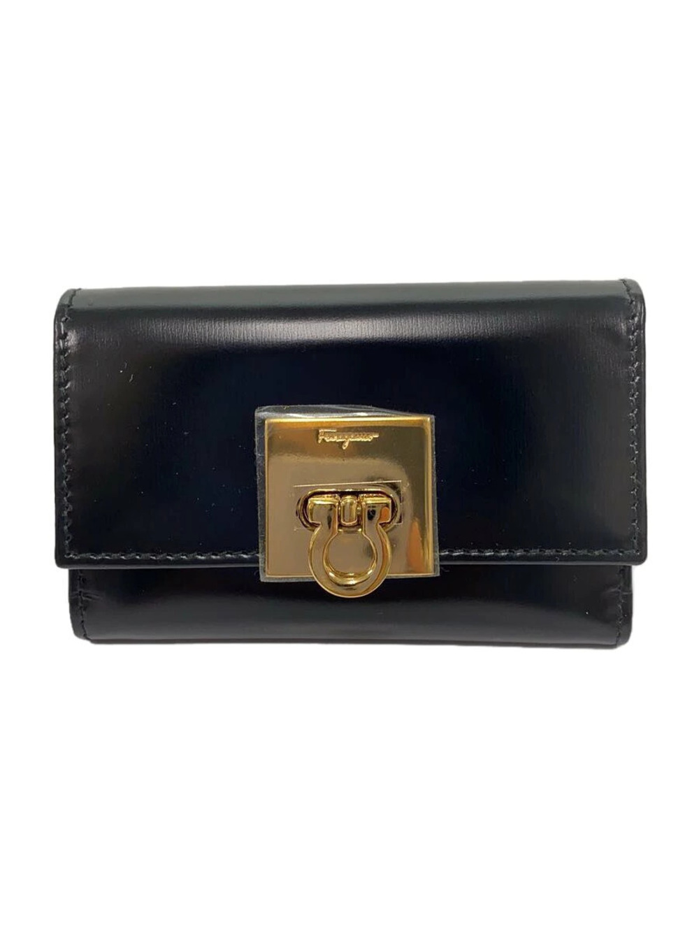 Salvatore Ferragamo Key Case Wallet Leather Black Gancini DEPOS